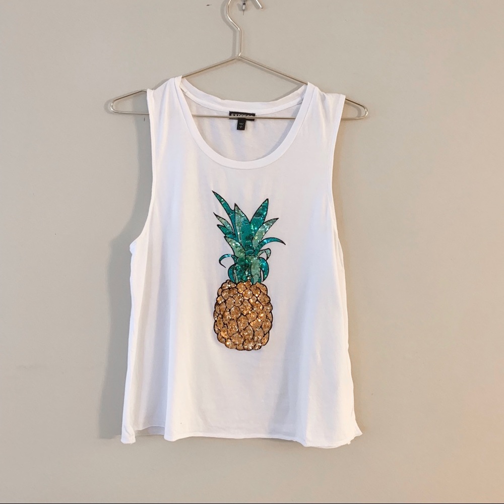 Express pineapple sequin tank
